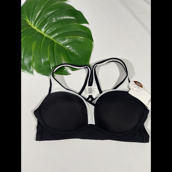 NWT Le Mystere‎ [ 32C ] Wireless Sports Bra in Black White - Picture 3 of 12